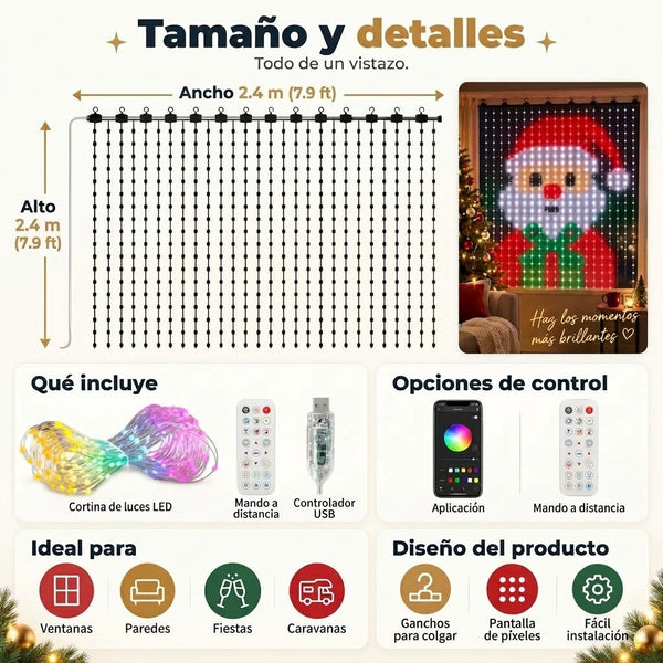 Cortina de Luces LED Programable con App 2.4M ➡️2.4M⬆️