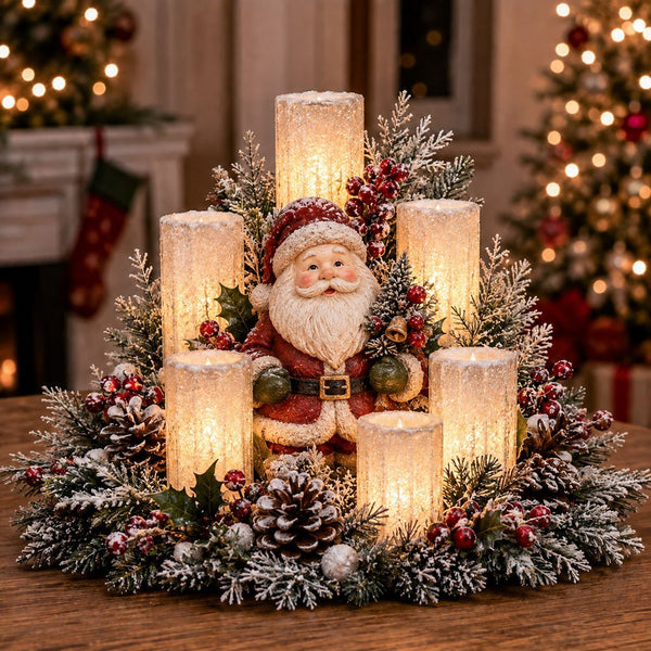 Centro de Mesa Navideño con Velas LED