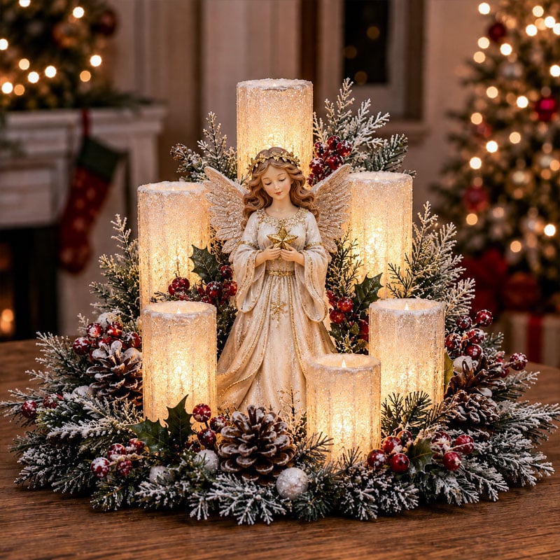 Centro de Mesa Navideño con Velas LED