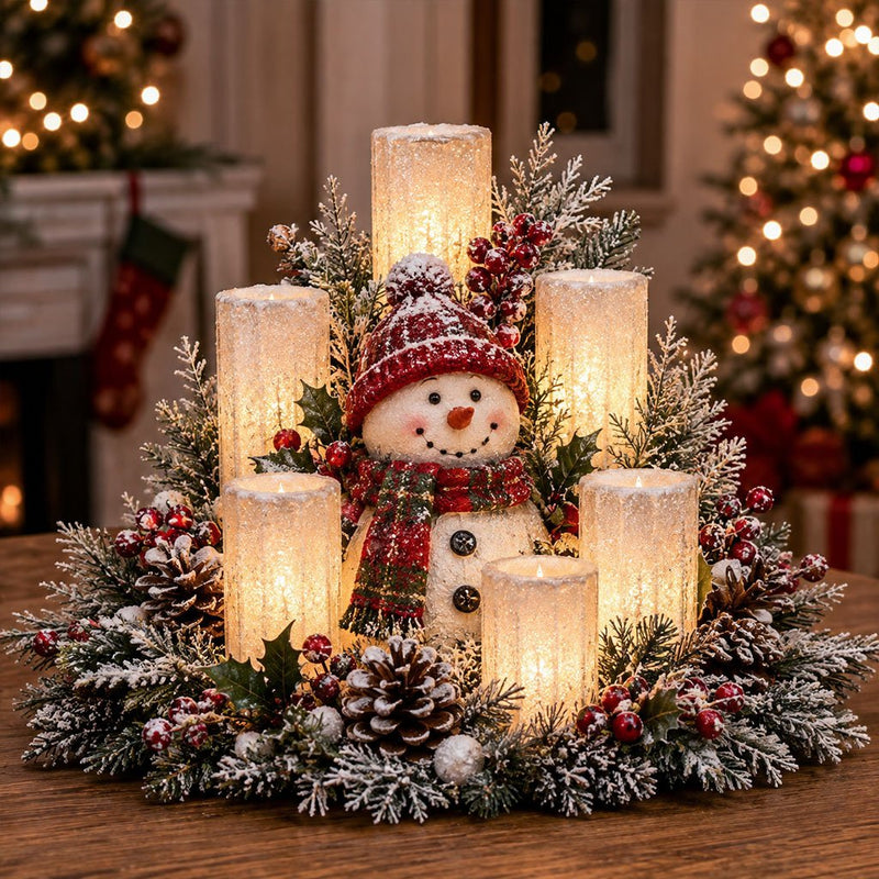 Centro de Mesa Navideño con Velas LED
