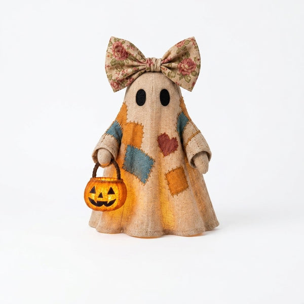 Fantasma de Halloween con Calabaza Iluminada