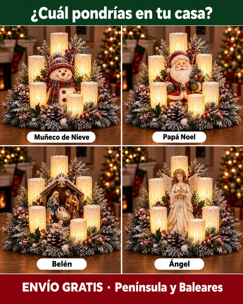 Centro de Mesa Navideño con Velas LED