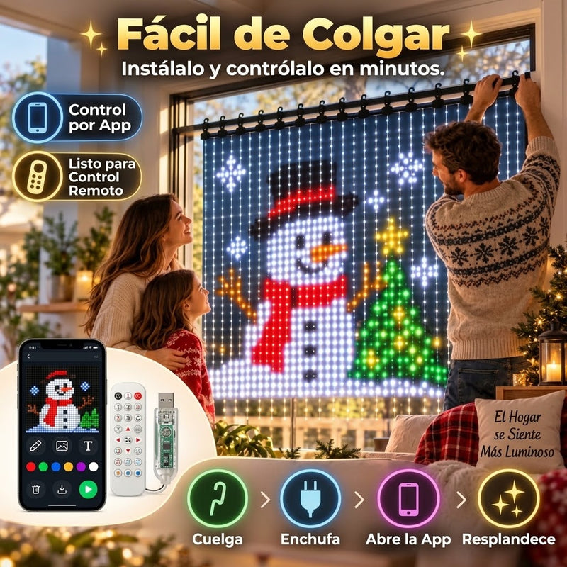 Cortina de Luces LED Programable con App 2.4M ➡️2.4M⬆️
